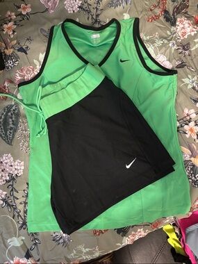 Nike Green Athletic Tank Top with Black Trim